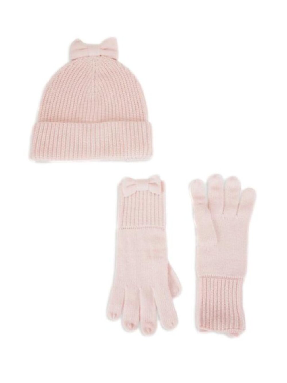 Kate Spade New York Bow Beanie And Glove Set English Rose NWT